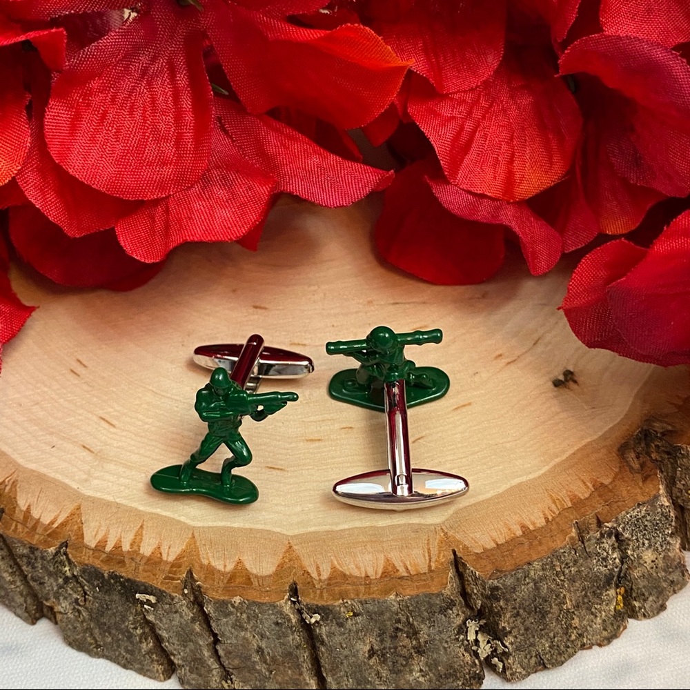 Green Army Men Military Soldier Cufflinks - Picture 11 of 15